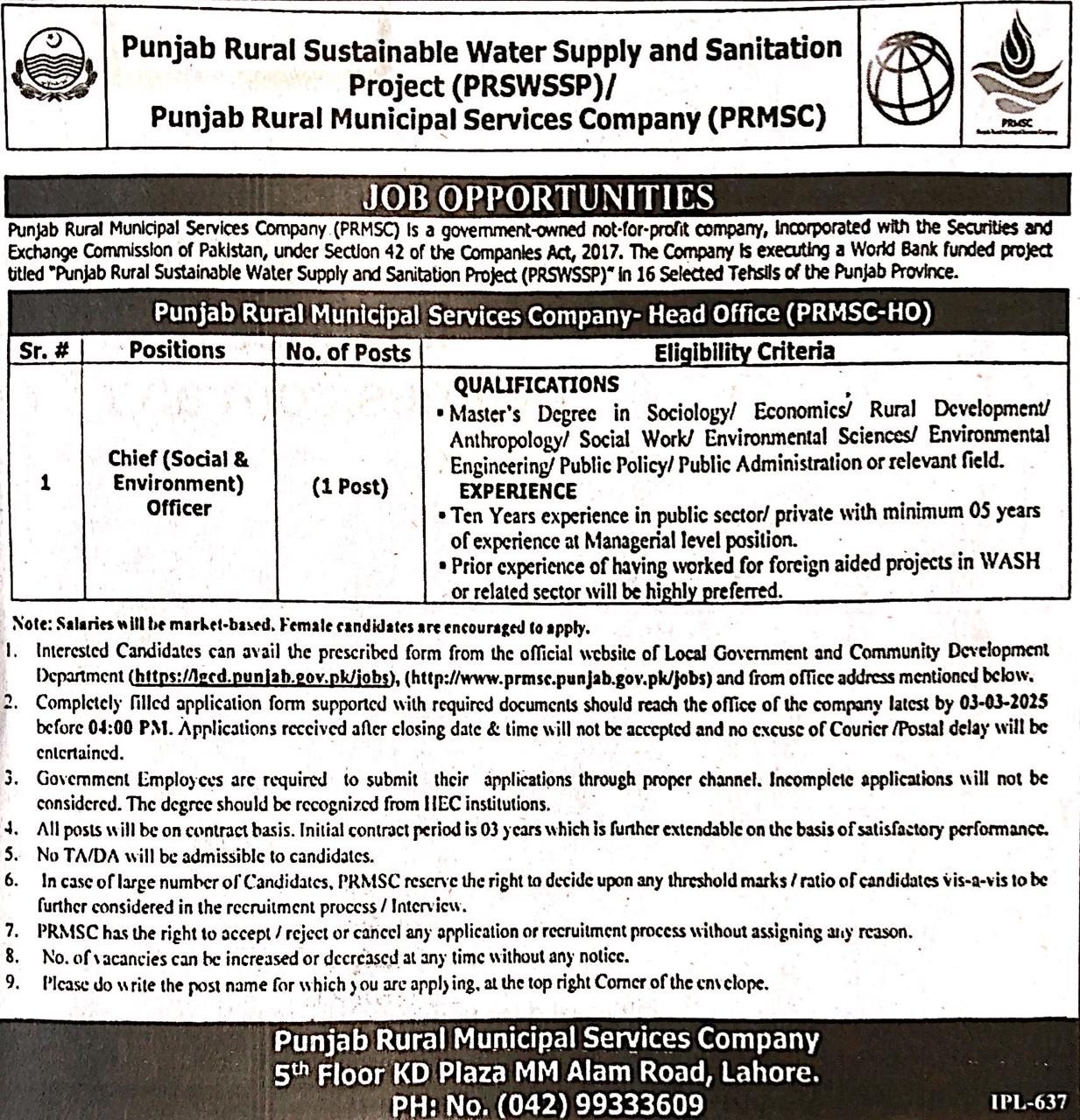 Chief (Social & Environment Officer)